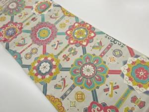 華紋に宝尽くし模様織出し袋帯